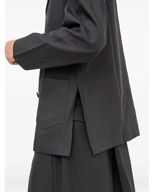 Setchu Black Origami Double-Breasted Belted Blazer for men