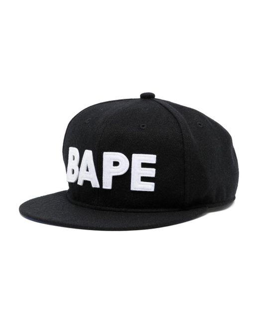 A Bathing Ape Black Logo-appliqué Flat-peak Cap for men