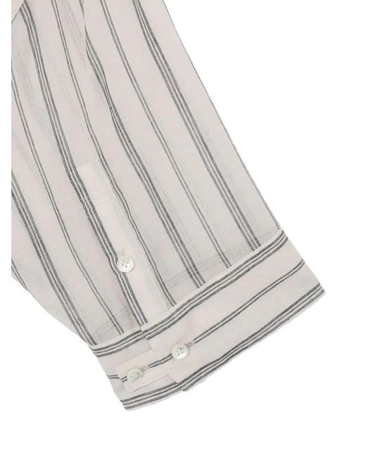 Yohji Yamamoto White Striped Short-Sleeve Shirt for men