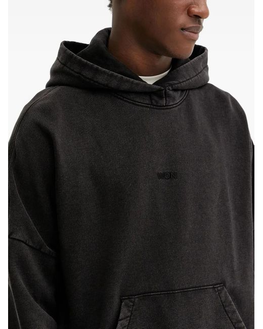 Felpa Con Cappuccio E Ricamo di Won Hundred in Black da Uomo