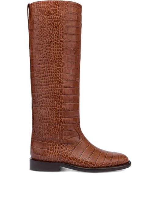 Paris Texas Brown 20Mm Montana Croco-Embossed Leather Boots