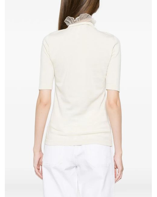 Fabiana Filippi White Ruffle-Detail Top