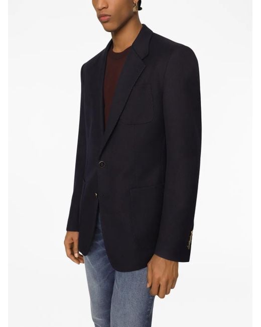 Dolce & Gabbana Blue Patch Pocket Single-Breasted Blazer for men