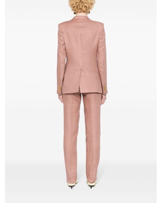 Tagliatore Pink Doppelreihiger Anzug aus Leinen