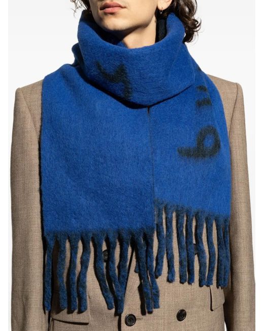 Sciarpa Con Frange E Logo di Burberry in Blue
