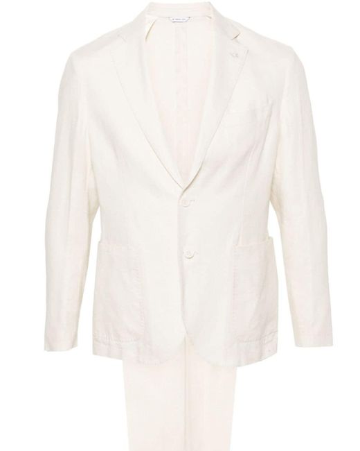 Manuel Ritz White Single-breasted Linen Suit for men