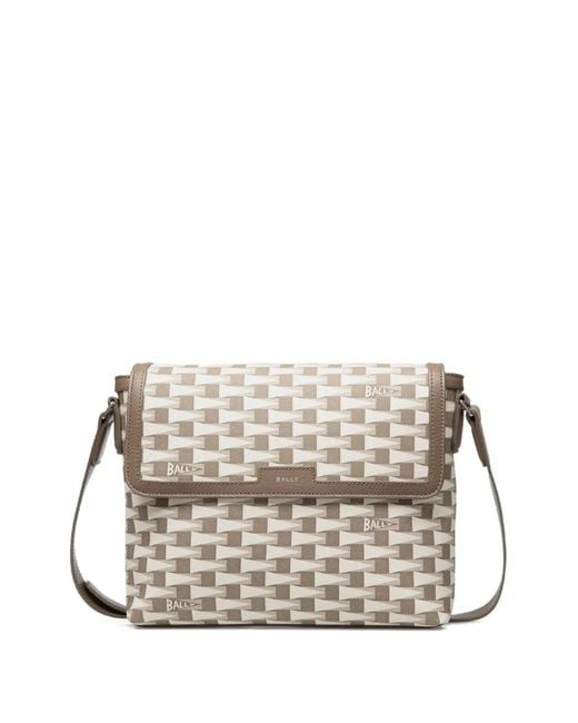 Bally White Pennant Flap Crossbody Bag for men