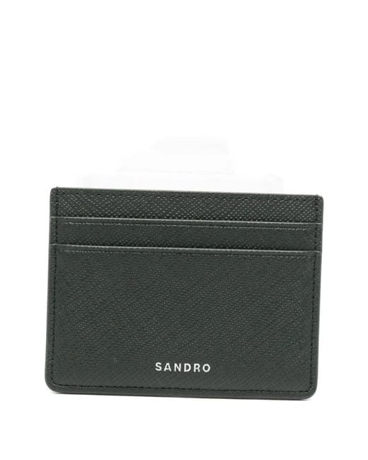 Sandro Gray Logo-Print Card Holder for men