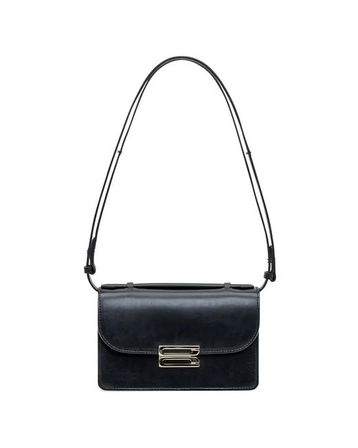 Victoria Beckham White Mini Dorian Logo-Detail Leather Shoulder Bag