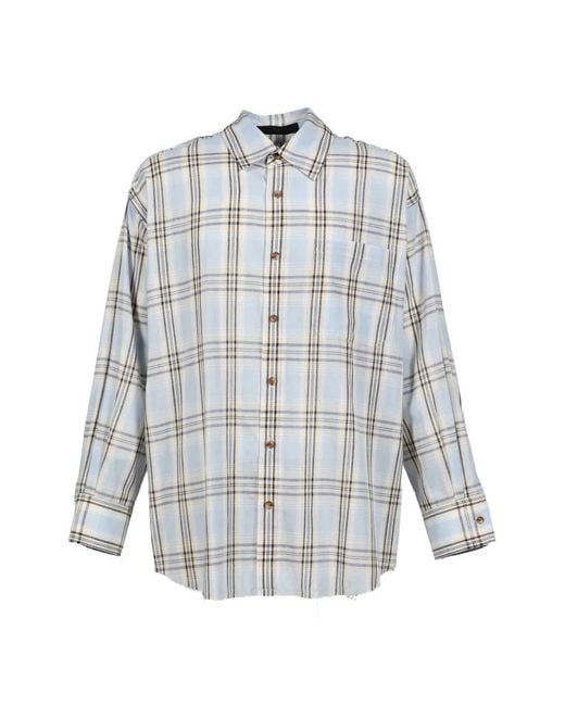 JUN/NAKAYAMA White Check-Pattern Frayed Shirt for men