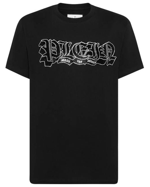 Philipp Plein Black Logo-Embellished Cotton T-Shirt for men