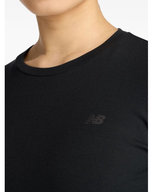 New Balance Black Ribbe-Knit Long-Sleeve T-Shirt