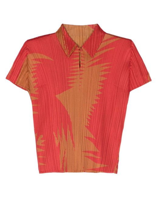 Blusa plisada con estampado abstracto Pleats Please Issey Miyake de color Red