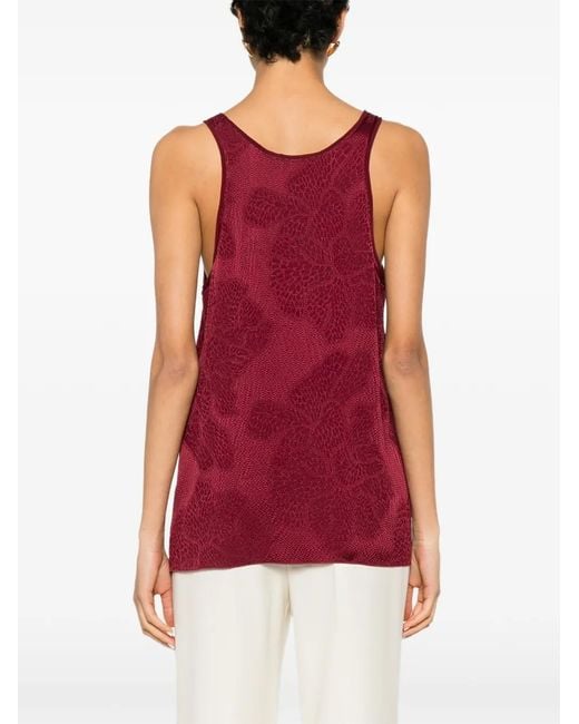 Chloé Red Floral-Jacquard Tank Top