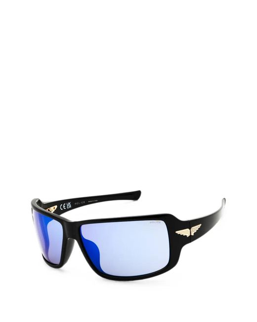 Police Black Rectangle-Frame Sunglasses for men