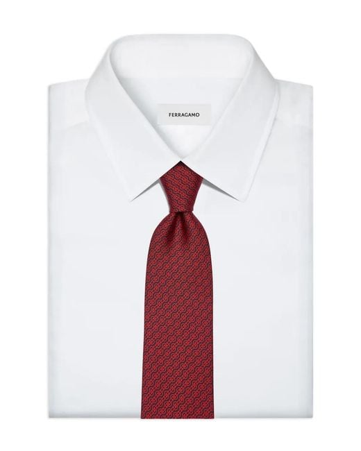 Ferragamo Red Patterned Tie for men