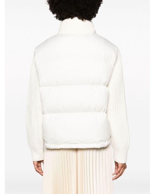 Moncler White Knit-sleeve Padded Jacket