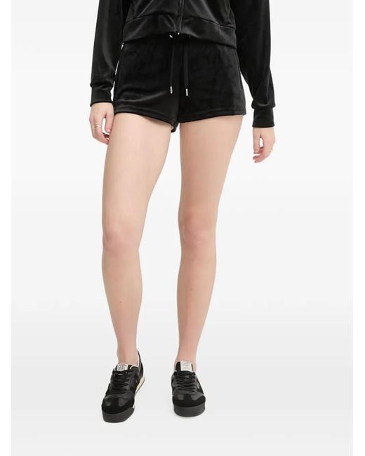 Juicy Couture Black Crystal-Embellished Mini Shorts