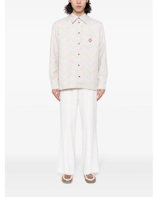 Casablanca White Logo-Appliqué Monogram-Jacquard Jacket for men