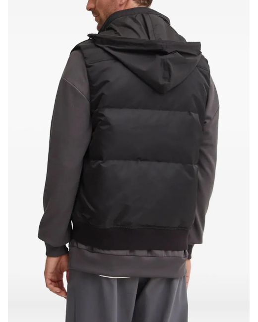 Theory Black Hooded Zip-up Gilet for men