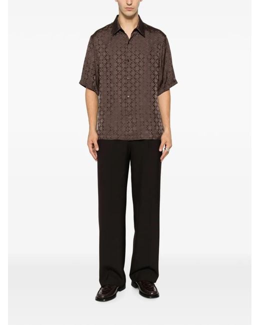 Sandro Brown Monogram-Pattern Shirt for men