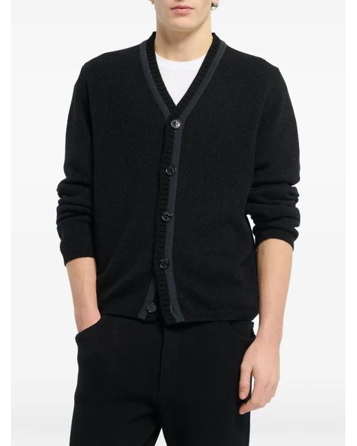 Barrie Black V-Neck Cashmere Cardigan for men
