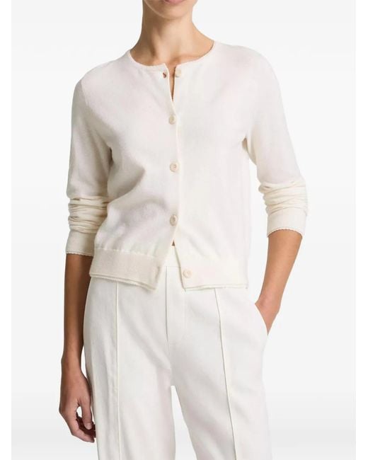 Vince White Scallop-Trim Cardigan
