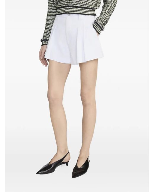 FRAME White Pleated Structural Shorts