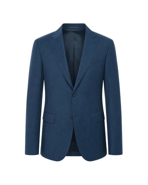 Corneliani Blue Pinstripe Single-Breasted Blazer for men