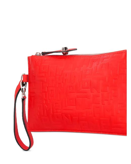 Longchamp Red Leather Wristlet Clutch Bag