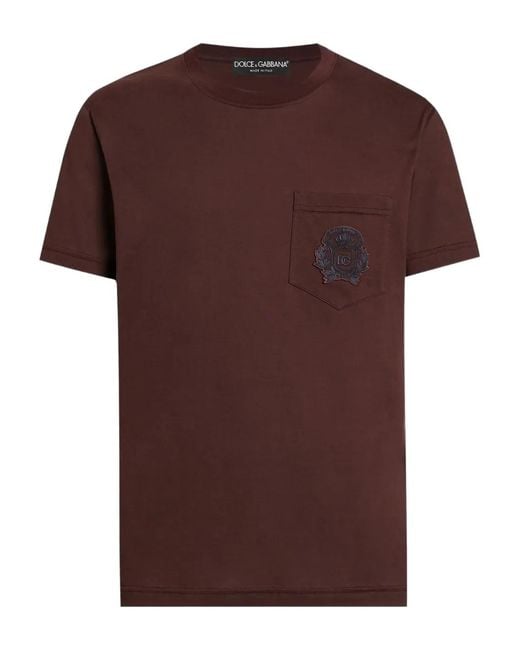 T-Shirt À Patch Logo Dolce & Gabbana pour homme en coloris Brown