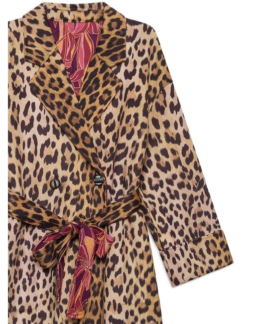 Maliparmi Brown Leopard Print Belted Coat