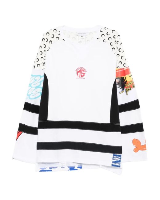 MARINE SERRE White Regenerated Graphic-Print Hockey Jersey