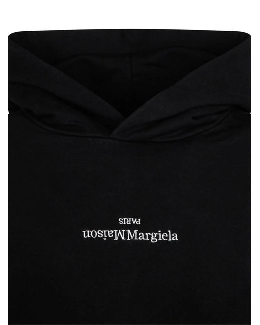 Maison Margiela Black Logo-Print Hoodie for men