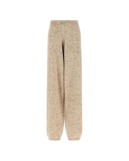Fabiana Filippi Natural Mélange-Knit Ribbed-Cuff Trousers