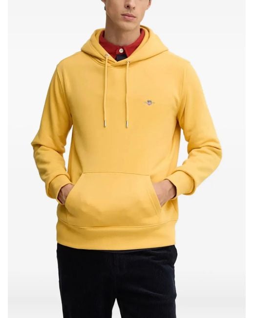 Gant Yellow Drawstring Pouch-Pocket Hoodie for men