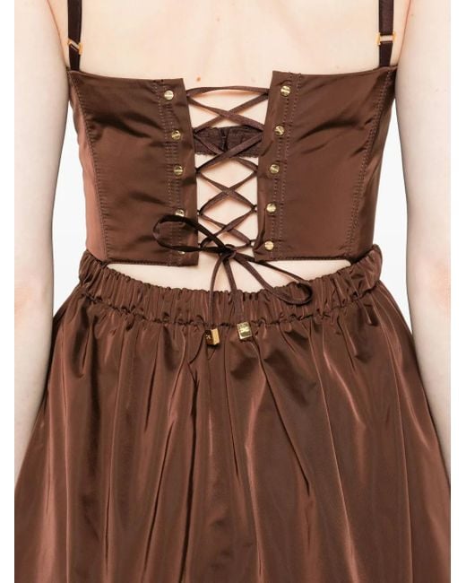 Elisabetta Franchi Brown Corset-Style Mini Dress