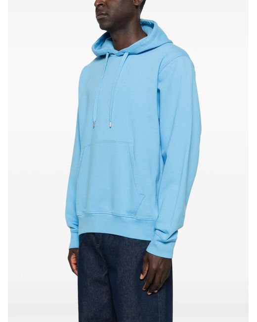 Arte' Blue Long-Sleeve Logo-Print Hoodie for men