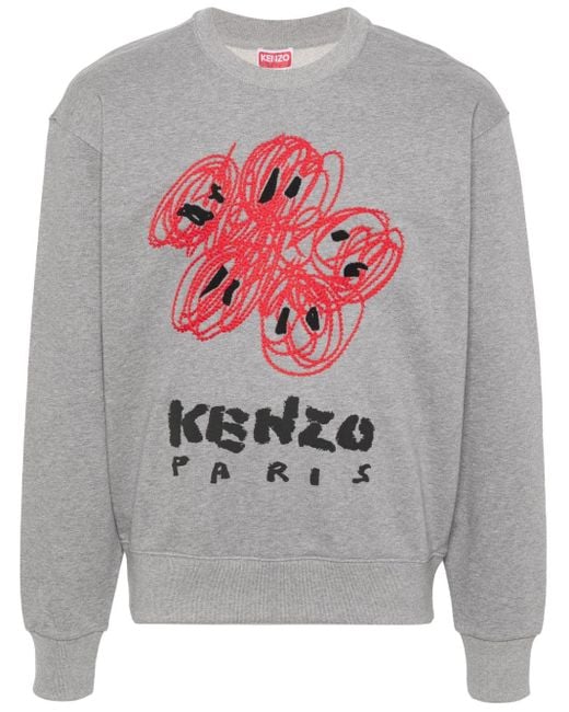 KENZO Gray Drawn Varsity Sweatshirt