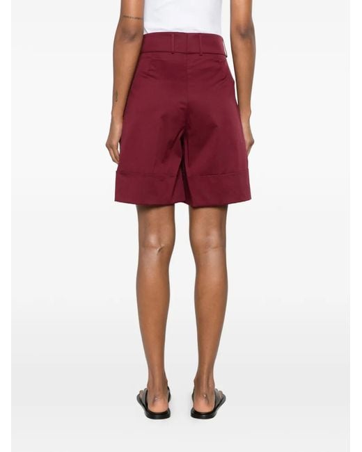 Berwich Red Nadine Button-Detail Shorts
