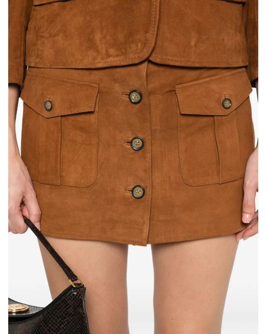 THE GARMENT Brown Flap-Pocket Mini Skirt