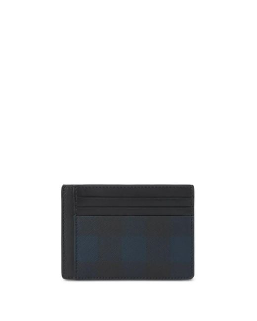 Burberry Blue Check-Pattern Clip Card Holder for men