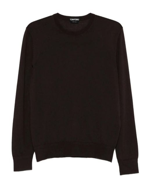 Tom Ford Black Crew-Neck Cashmere-Blend Sweater for men