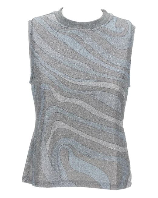 Abstract-motif sleeveless top Emilio Pucci de color Gray