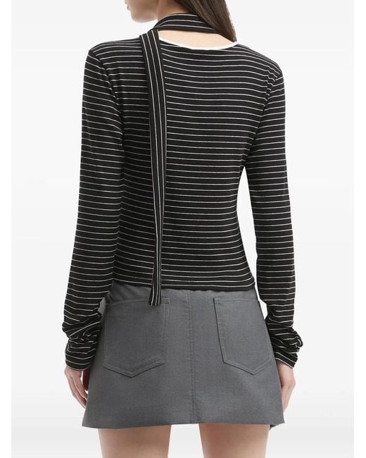 B+ AB Black Striped Button Top