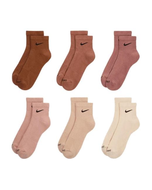 Nike White Everyday Plus "Multi Color" Six-Pack Ankle Socks for men