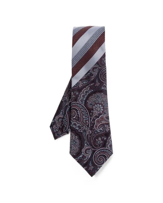 Etro Purple Cravate Rayée À Motif Cachemire for men