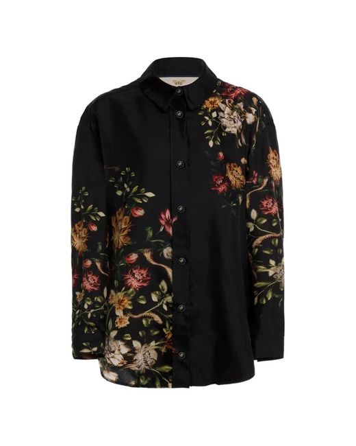 Agua Bendita Black Cecilia Paramo Floral Print Shirt