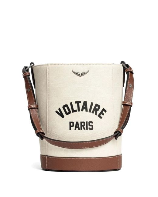 Zadig & Voltaire White Logo-print bucket bag