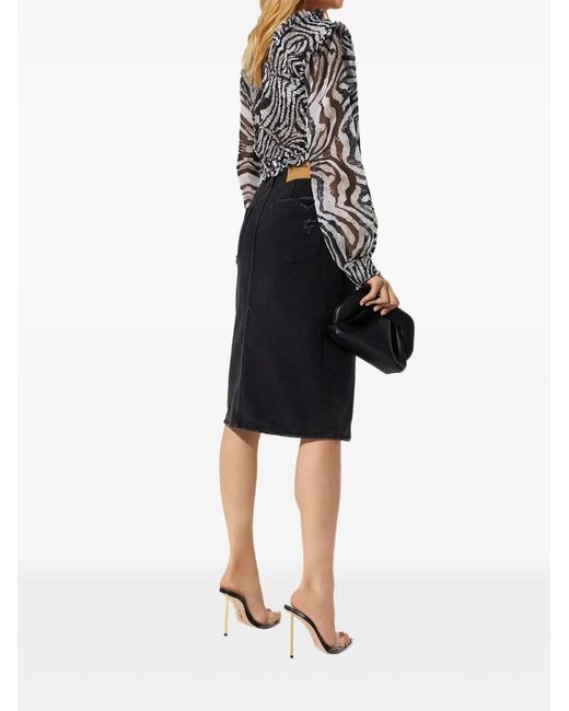 One Teaspoon Gray Zebra-Pattern Blouse